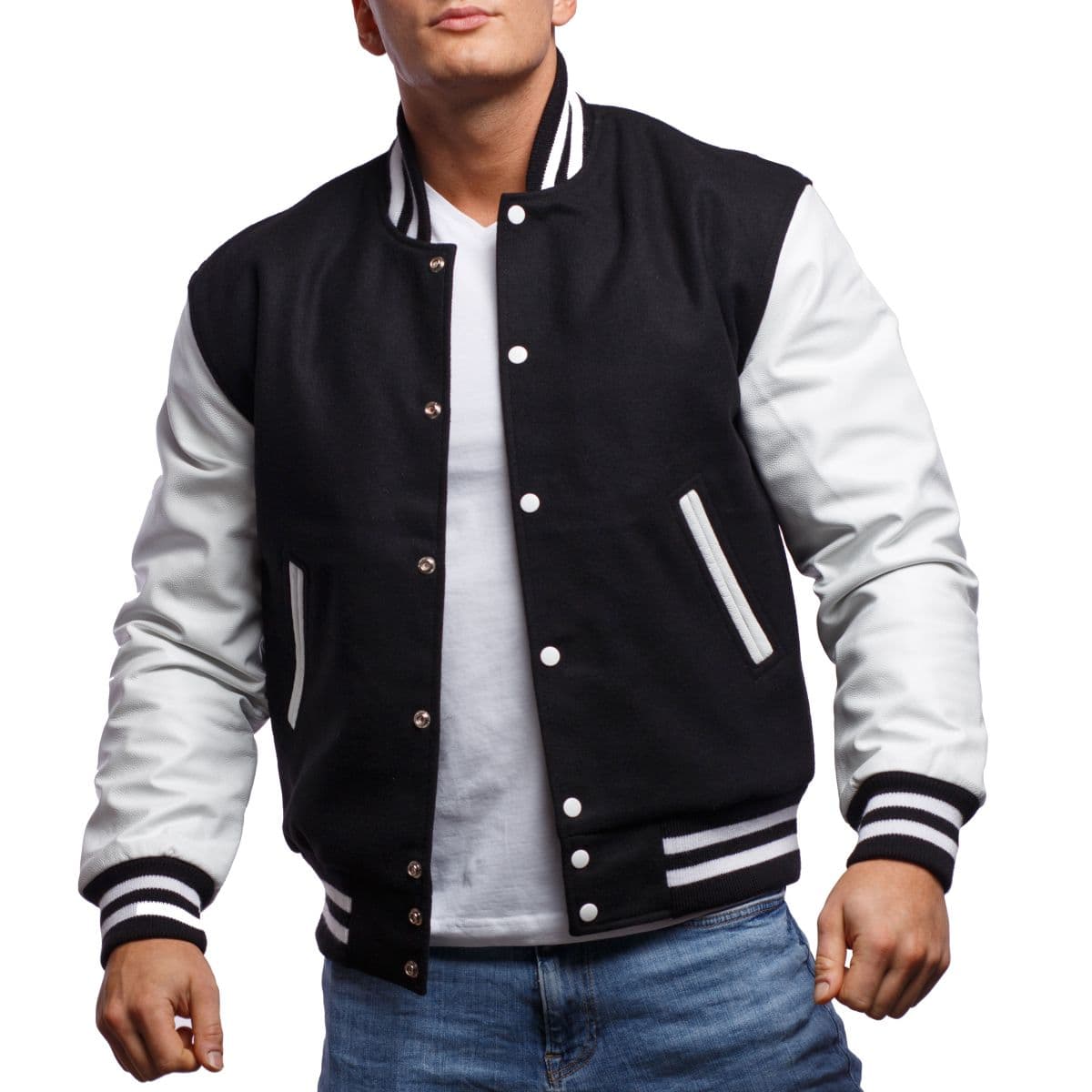 Regal Elegance: Men's Crown Embroidered Varsity Jacket